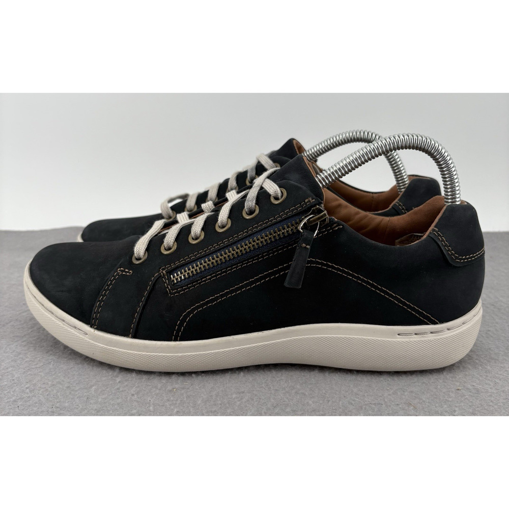 Clarks Nalle Lace Shoes Womens 10 M Casual Sneakers Lace Up Leather Blue Nubuck